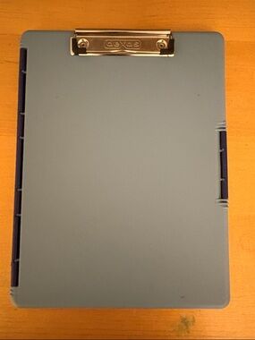 Blue Plastic Clipboard with Metal Clip